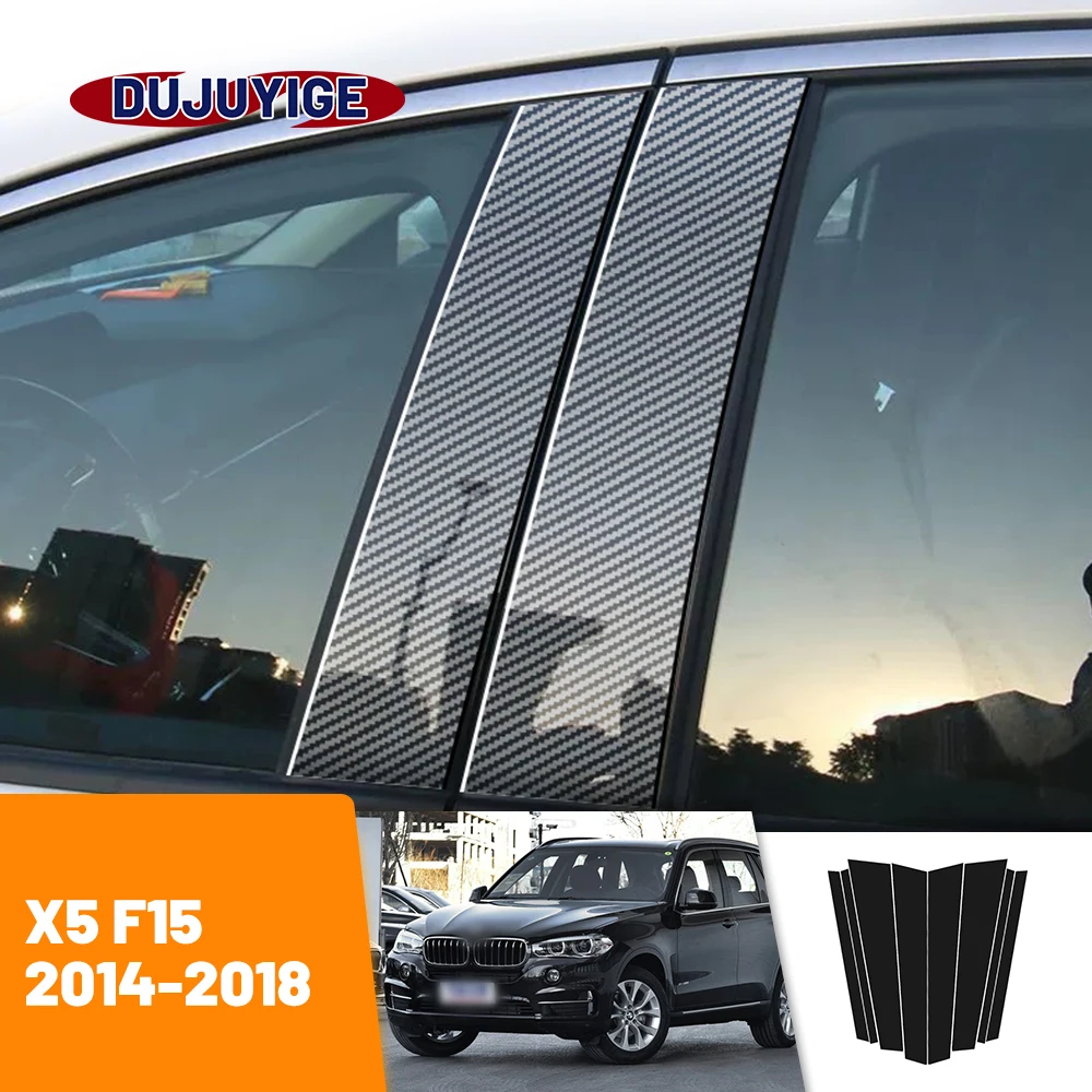 

For BMW X5 F15 2014-2018 2015 2016 2017 Carbon Fiber Window Door Column Deal B C Pillar Post Cover Trim Sticker