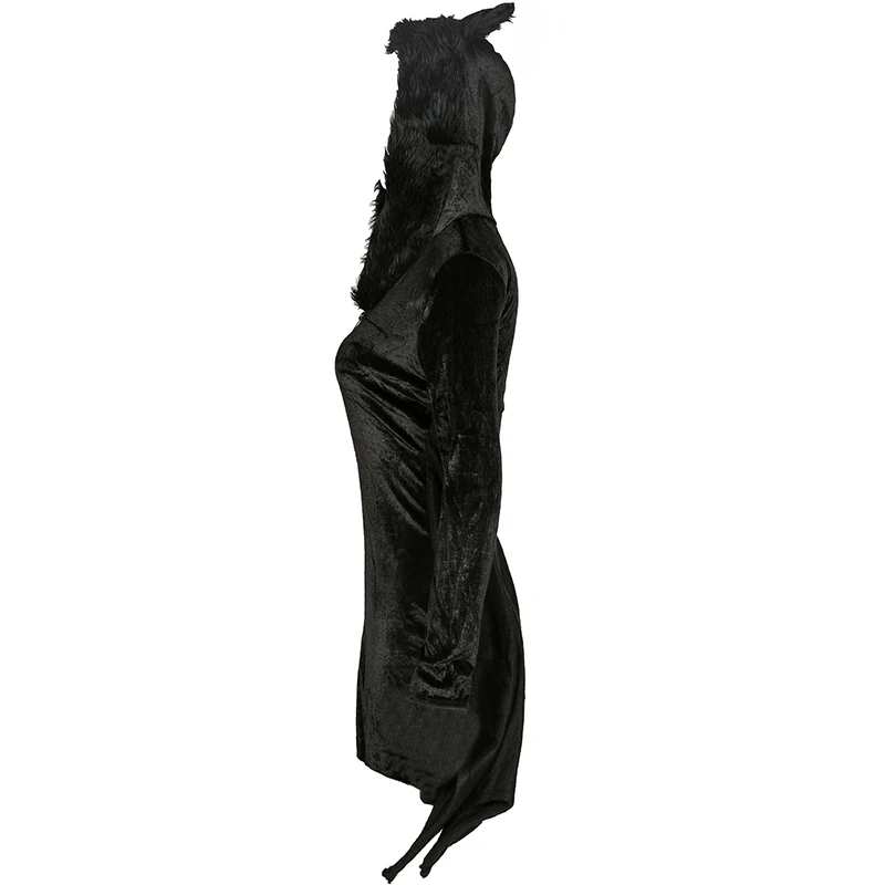 Plus Size 4XL Lady Carnival Halloween Bat Vampire Costume Soft Flannel Jumpsuit With Wing Front Zip For Cosplay Fancy Party view 4
