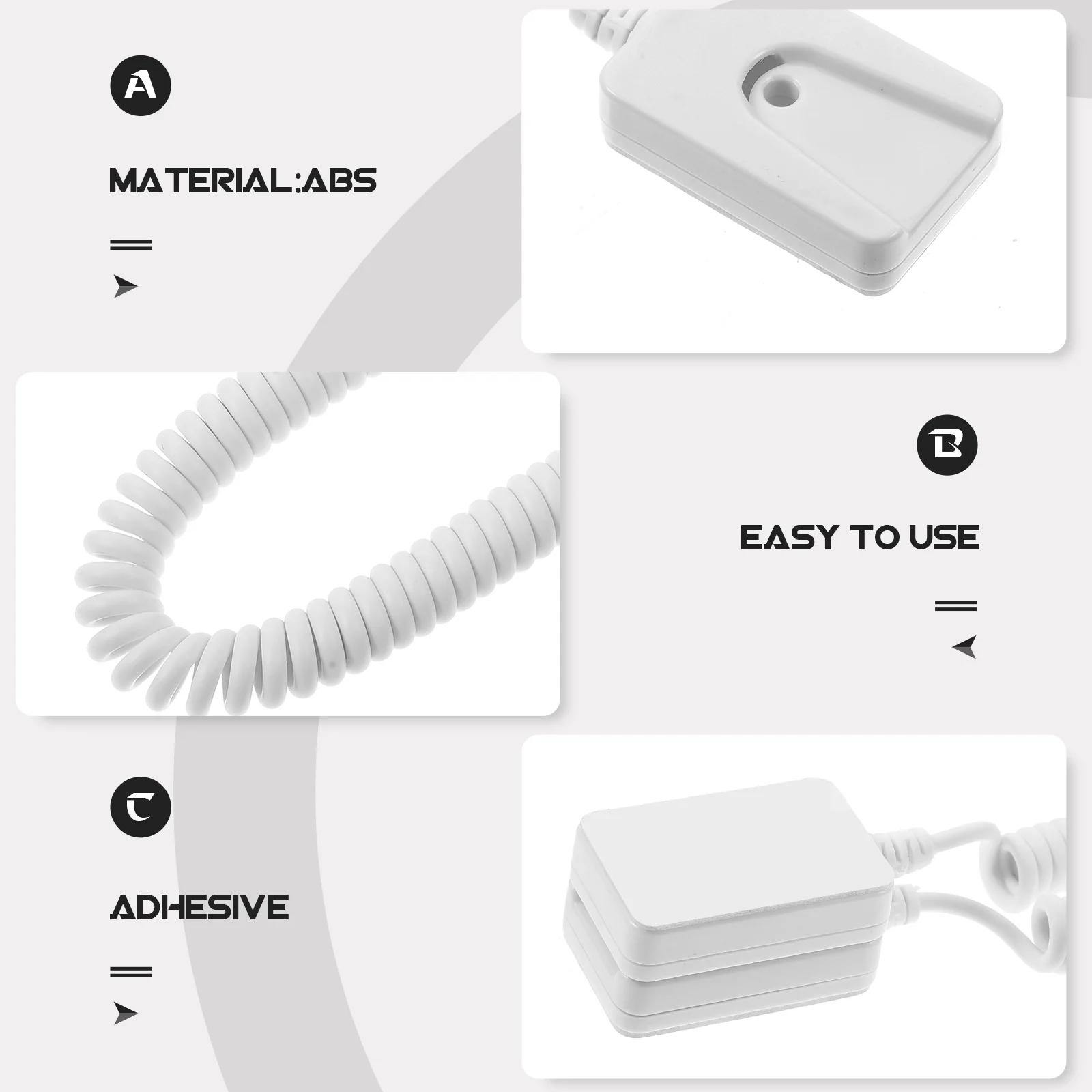 

3Pcs Remote Control Tether Retractable Cable Adhesive Hook Compact Size Multi Purpose Home Hotel Restaurant Anti Lost Sturdy