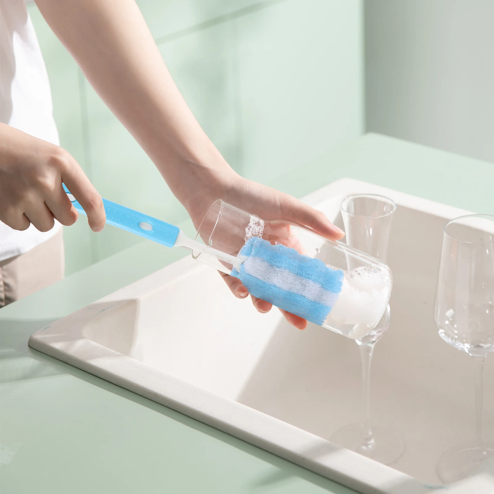 كوب زجاجة إسفنجي لتنظيف كوب الزجاجة بمقبض طويل #3
