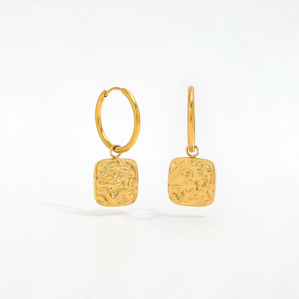

Joolim Trendy Jewelry 2021 High Quality PVD Wholesale Waterproof Dainty Sqaure Hoop Earring For Women