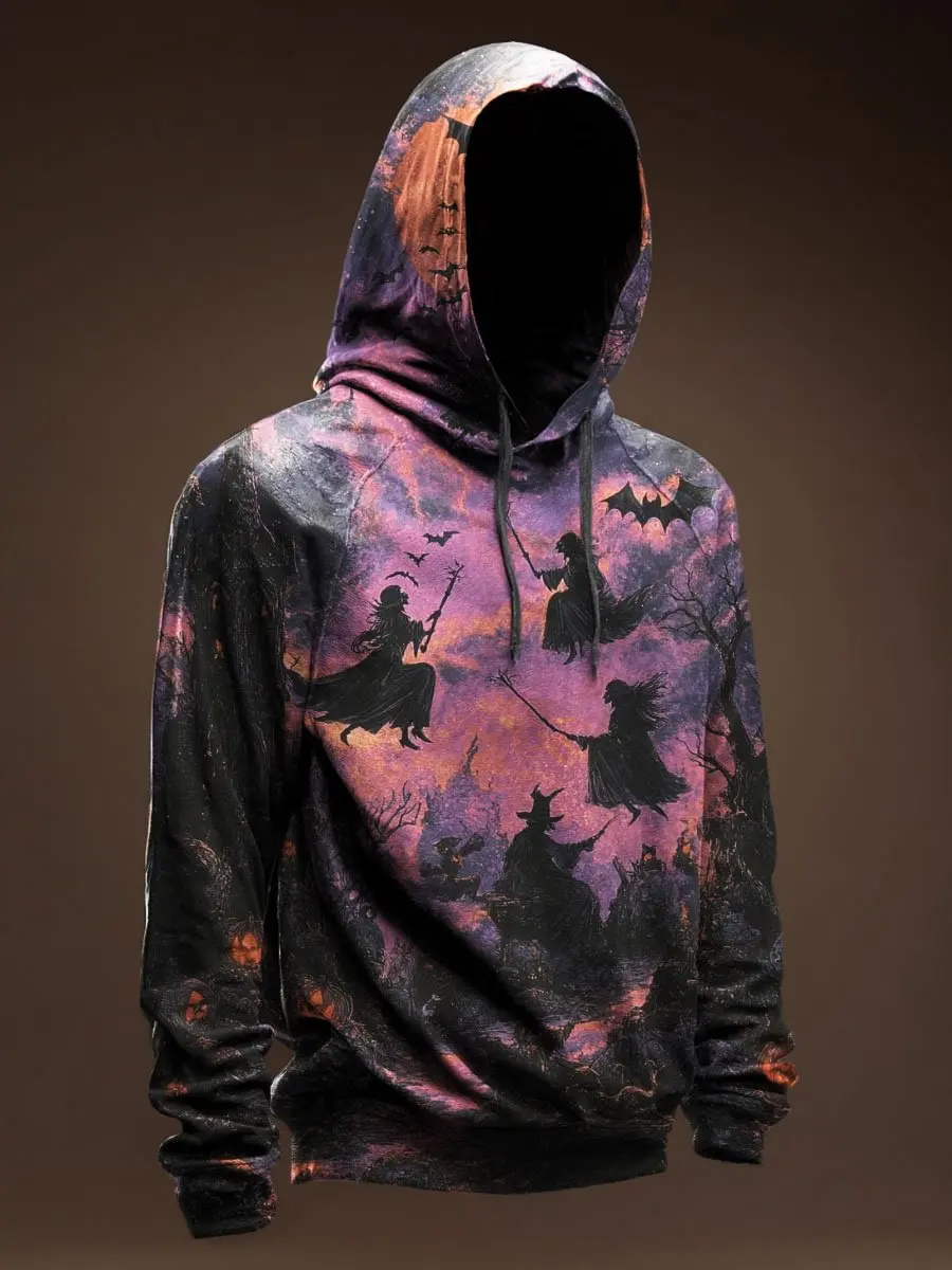 

Witch Pattern Vintage Print Casual Hoodie Sweatshirt Men's Pullover Tops