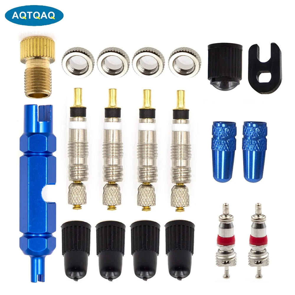 

1Set Presta Valve Core with Valve Core Remover Tool,Presta Valve Caps,Replacement Tubeless Core Kit for Tubeless Road & MTB Bike