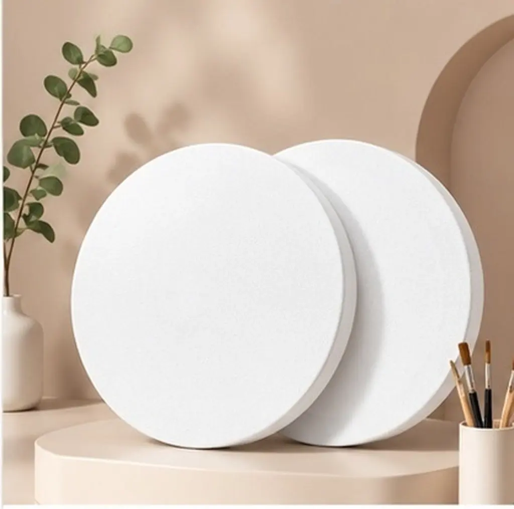 2Pcs Round Canvas Panel Cotton Oil Acrylic Painting Board 30Cm Wood Frame Blank for Novice Professional Painting Round Canvas
