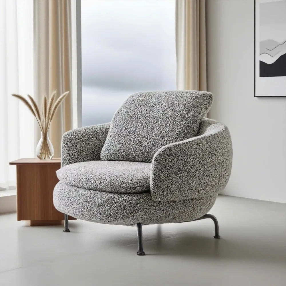 Italian Minimalist Swivel Chair - Stainless Steel Rotating Lounge Chair | Luxury Designer Single Sofa For Villa & Penthouse