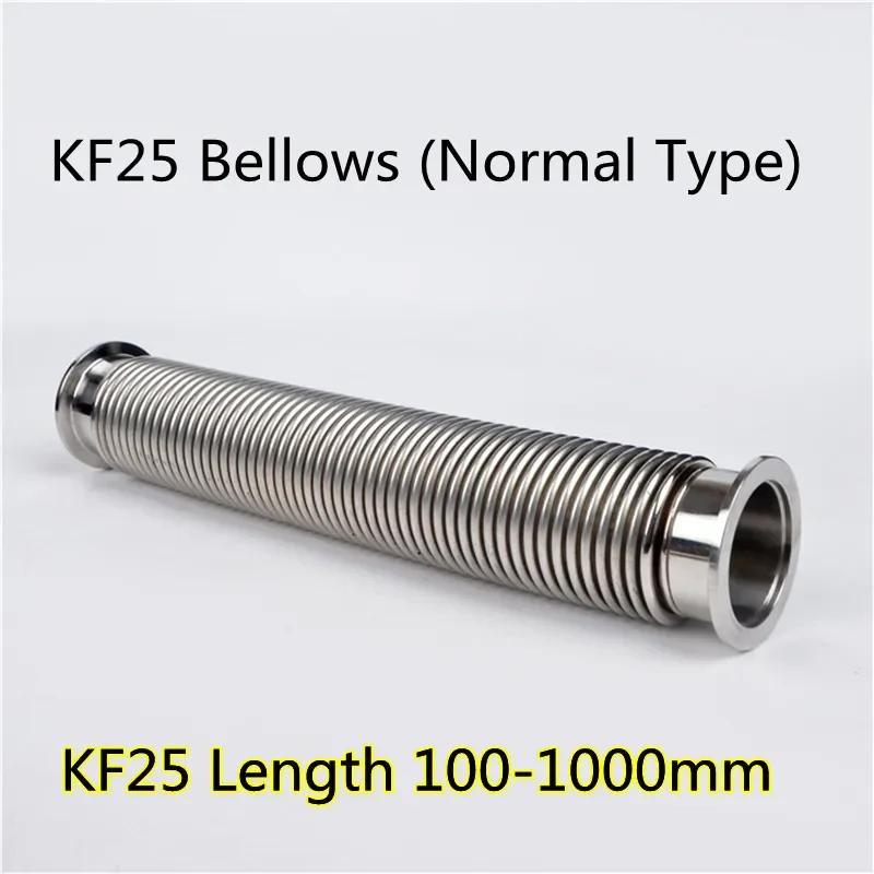

KF25 100-1000mm SS Vacuum Normal Type Bellows Hose tube Vacuum Flanges Fitting Pipe Clamp Bellow Connector 304 Stainless Steel