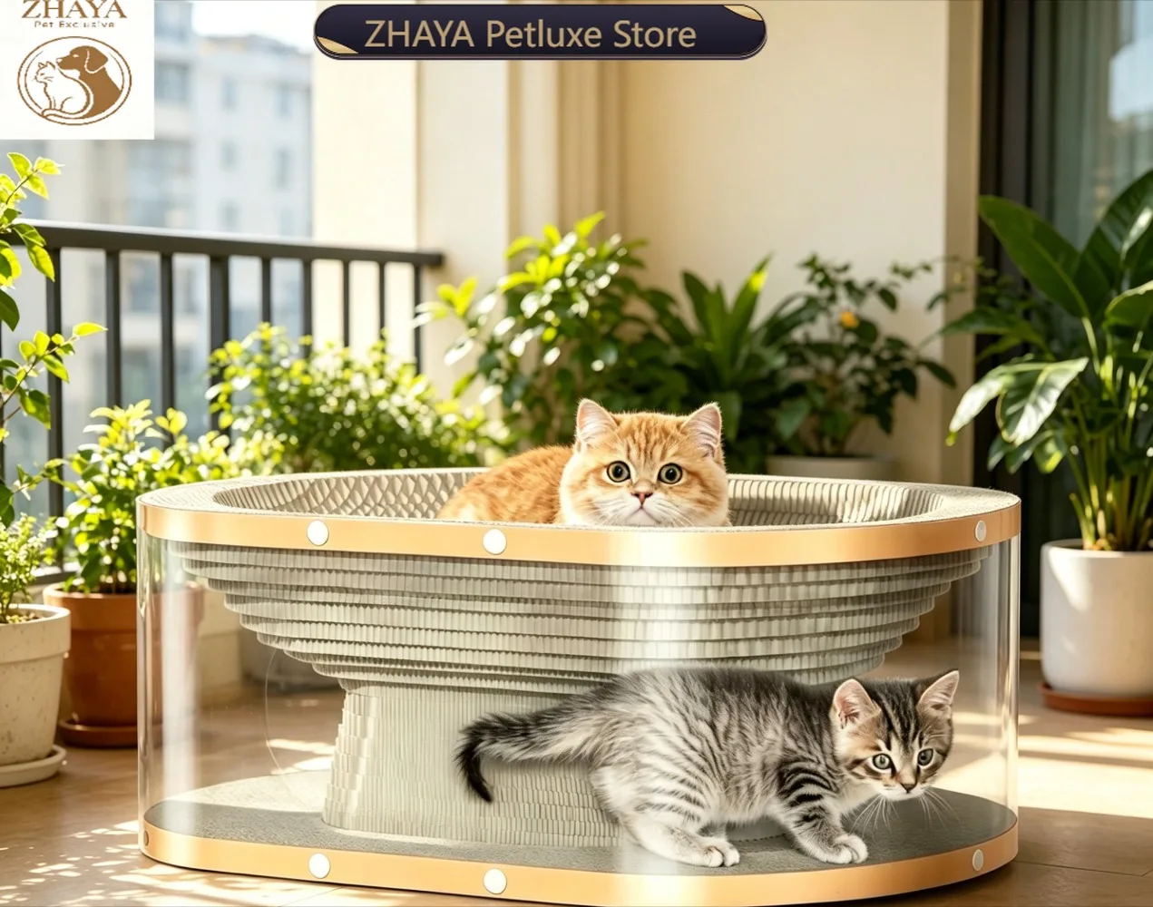 Durable Cardboard Cat Scratcher Tunnel, Dual‑Layer Play House with Scratch Pad, Rest Hide and Claw Care for Indoor Cats