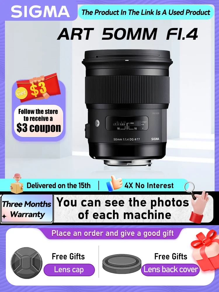 

Sigma 50mm F1.4 DG HSM Art Full Frame Standard Prime Digital SLR Camera Lens for Sony A7 IV Canon 6D II Nikon D850 50 1.4 (Used)