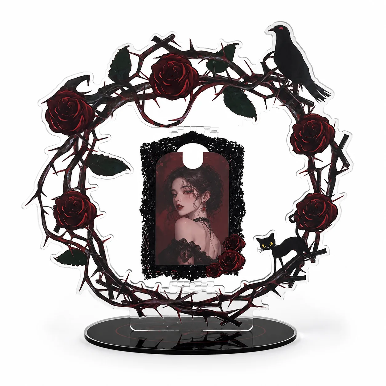 Night Rose Card Insertion Standing Star Love Bean Fans Rotating Photos Storage and Organizing Photo Frame Acrylic
