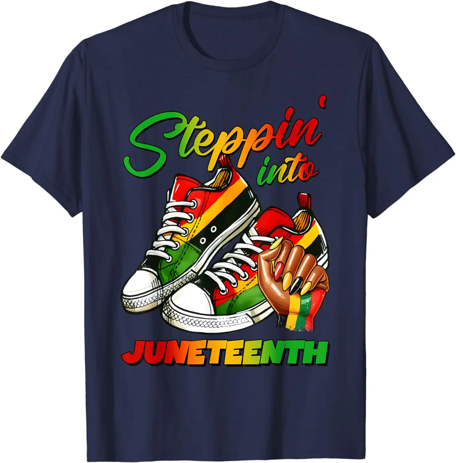 Stepping Into Juneteenth Funny Unisex Cotton T-Shirt S-5XL