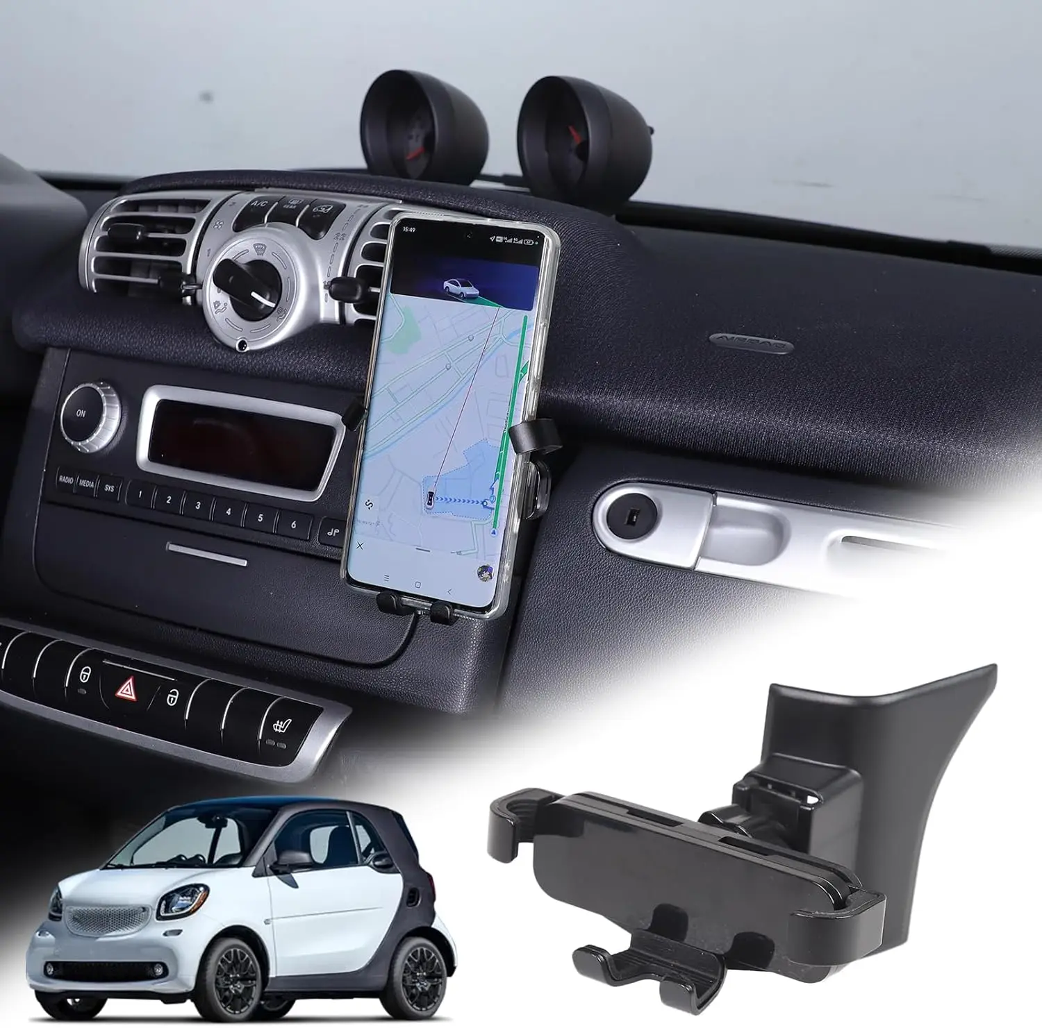 Center Console Cell Phone Holder Mount For Mercedes Benz Smart 451 Fortwo 2011-2015 Car Glove Box Left Phone Mobile Bracket