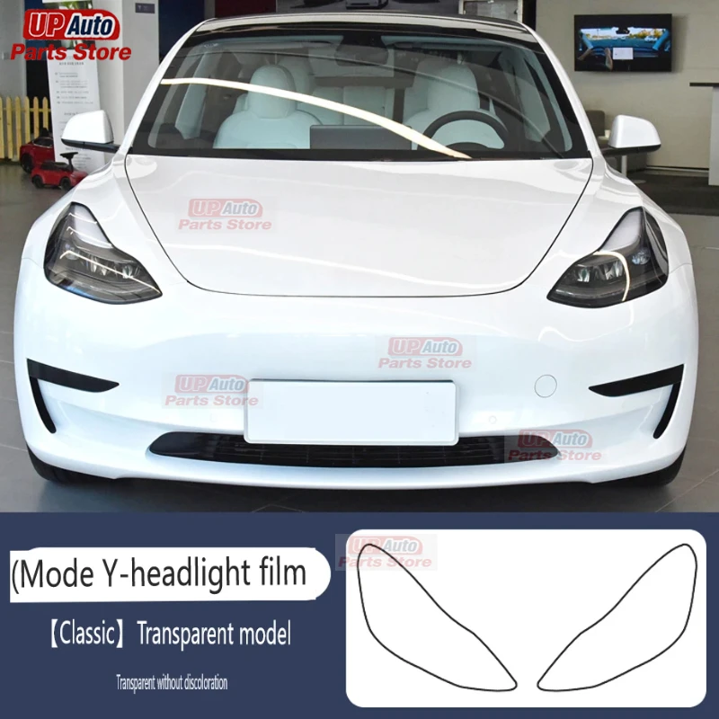 

2 Pcs Car Headlight Protective Film Transparent Black TPU Sticker for Tesla Model Y 2021 2022 2023 2024 Accessories