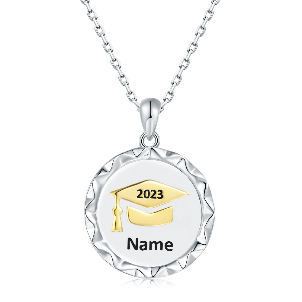 925 Sterling Silver Personalized Graduation Cap Necklace Customized Name Pendant College Jewelry Birthday Gifts for Women Friend