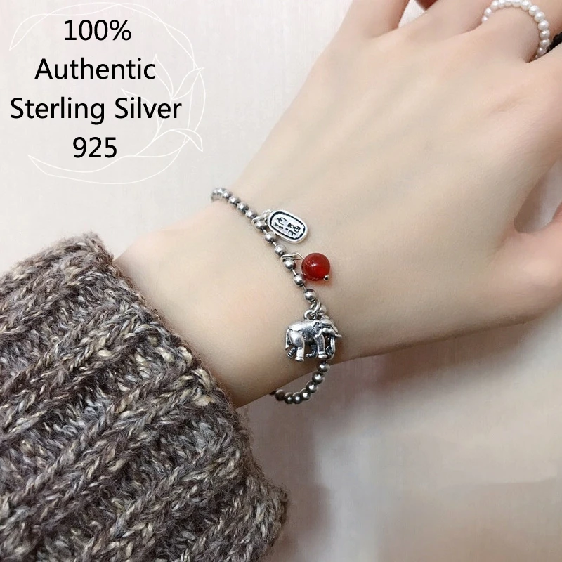 Pulsera De elefante Nafu Para Mujer y Hombre, joyería Original De Plata esterlina 925