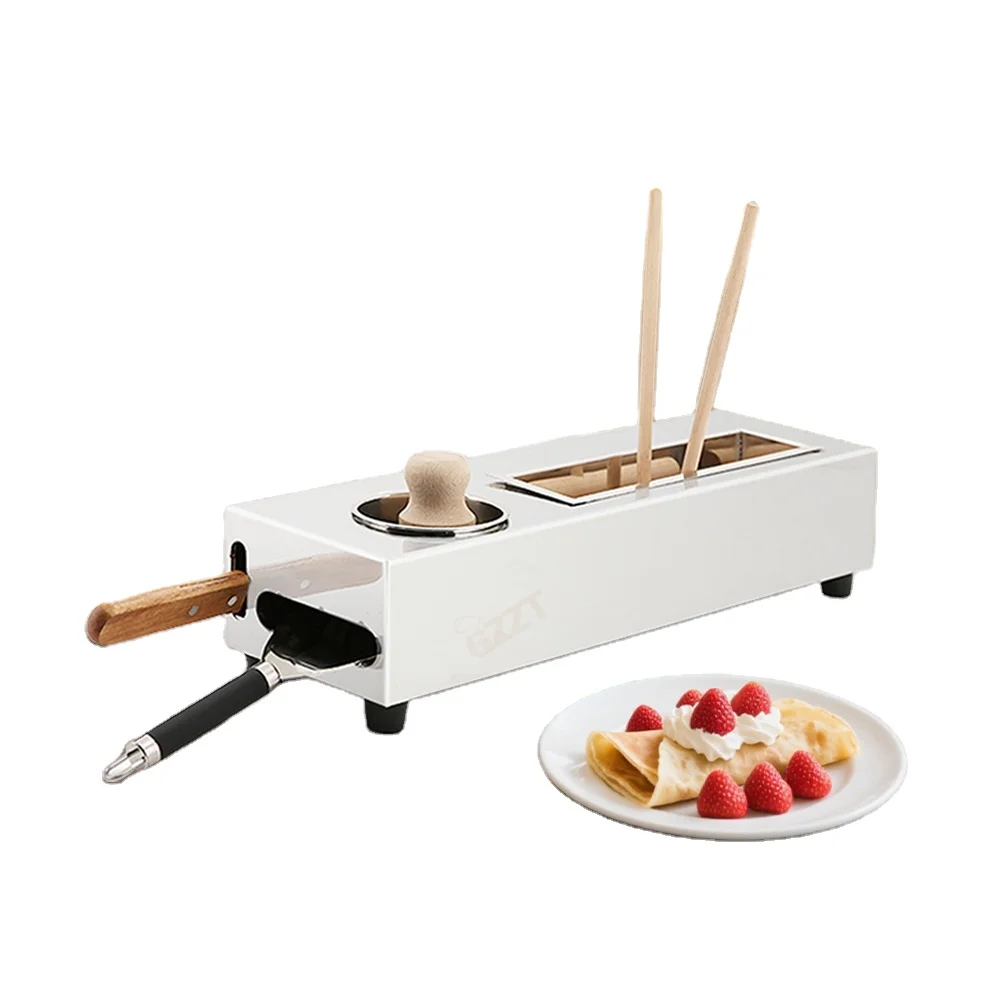 

2026, New modelWooden Scraper Spatula Wooden Crepe Spreader Stainless Steel Box for Crepe Tool Storage Box