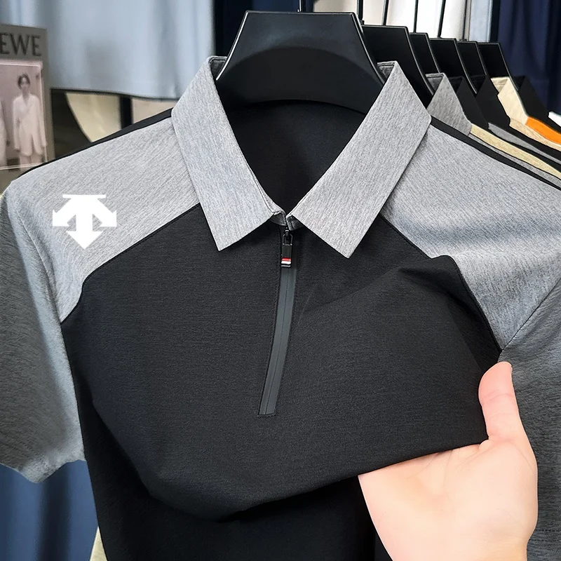 designer original printing summer men's short sleeve polo shirt lapel luxury zipper t-shirt fashion leisure ventilate men's wear image 3