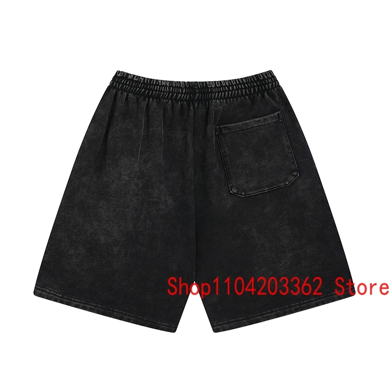 24ss Streetwear Men Women Couple KANYE WEST Shorts Vintage Washed Black Loose Casual Pants DONDA Shorts