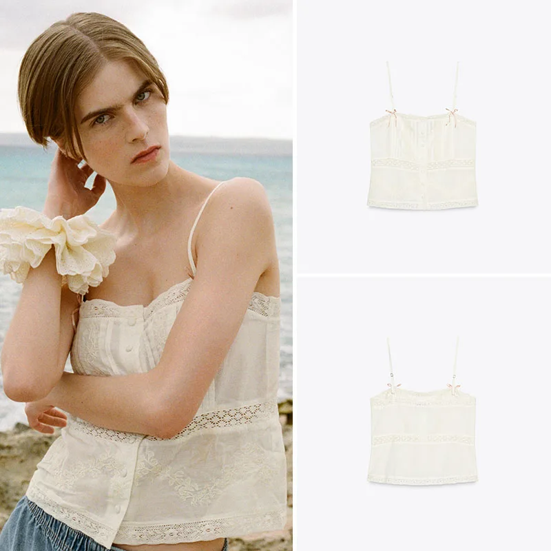 

Sexy Embroidered Knot Top Women's New Arrival Summer Fashion Trendy Female Clothing Stage Performance Ethnic Wear