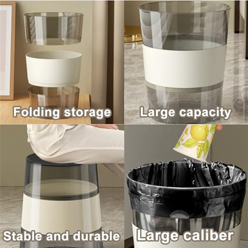 Collapsible Garbagebin Portable Garbagebin Foldable Round Wastebasket,For Bathroom Kitchen Offices