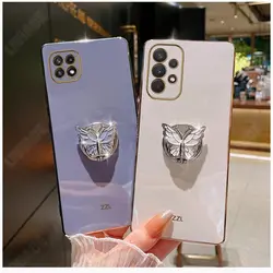 Butterfly Ring Phone Holder Plating Case for Samsung Galaxy A53 A52 A52S A73 A33 A72 A32 4G 5G A51 A71 A12 A22 M32 Stand Cover