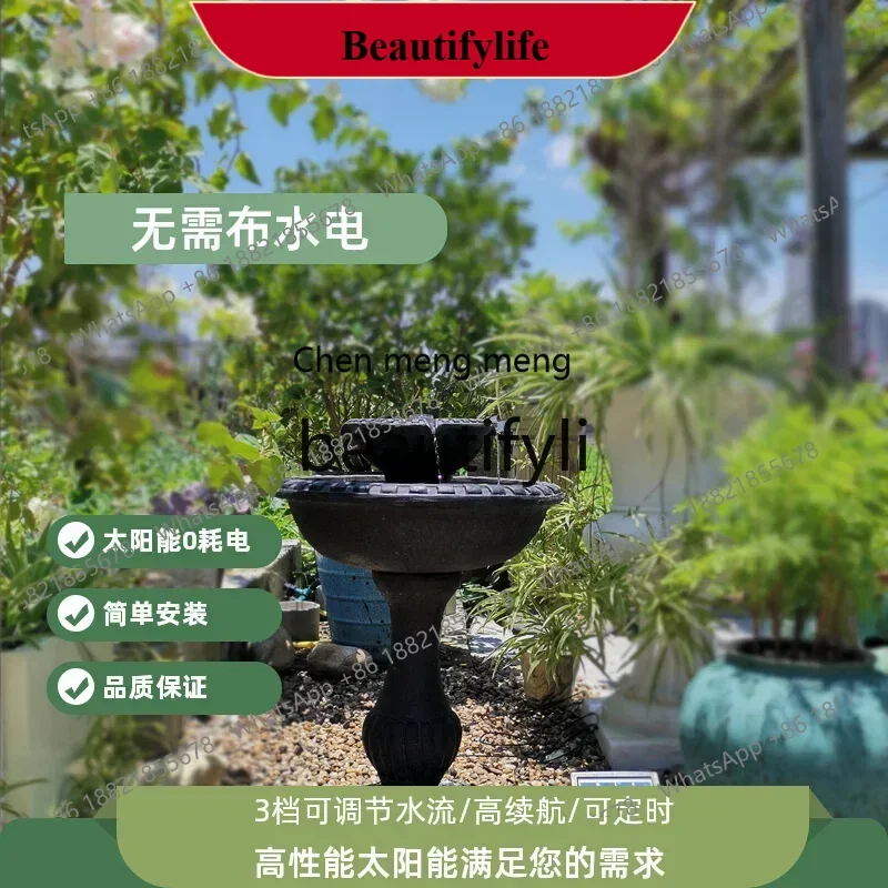 

D178 Fountain Outdoor courtyard Solar fountain Large circulating water ornament Decorative fiberglass sandstone