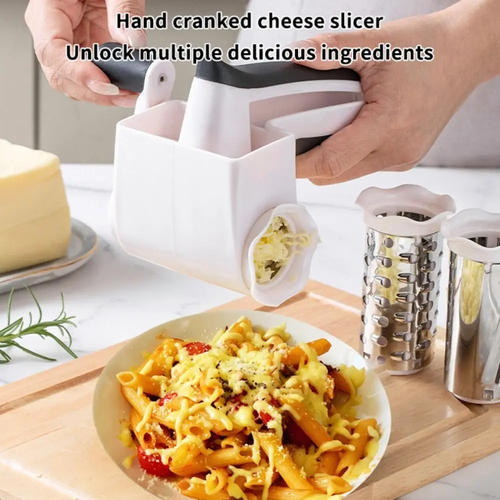 

3-in-1 Hand-Cranked Cheese Grater Rotary Hand Crank Parmesan Cheese Shredder Stainless Steel Drum Handheld Chocolate Grater