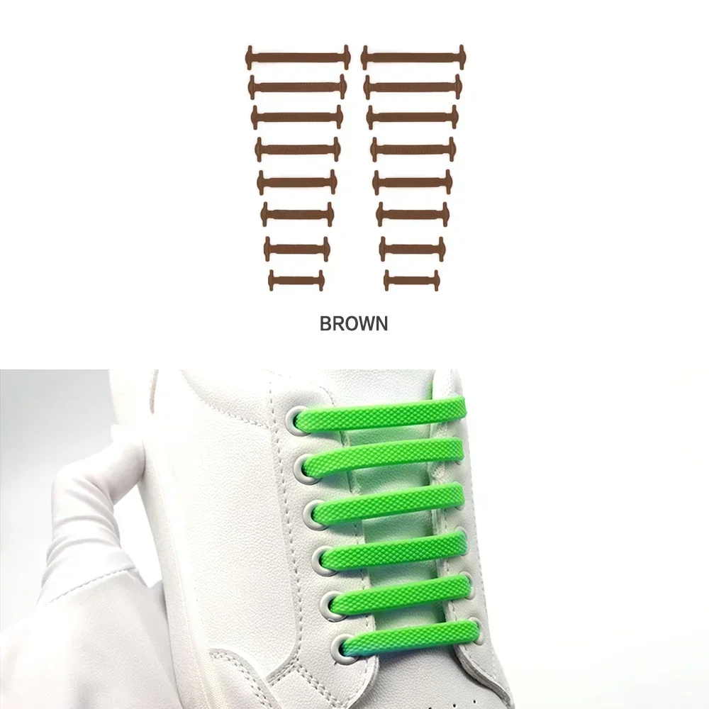 New 16Pcs Elastic Shoe Laces All Sneakers Silicone Stretch Shoelaces Unisex Fashion No Tie Shoelace Rubber Band Shoelaces image 6