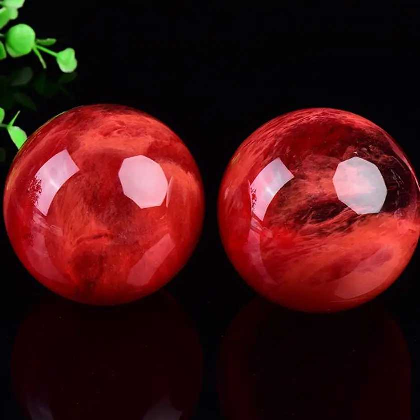 1PC Natural Rare Beautiful Natural Red Calcite Quartz Crystal Sphere Ball Healing Gemstone