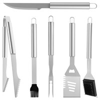 6Pcs Grill Tools Set Stainless Steel Grilling Accessories Kit Insulated BBQ Tool Set with Ergonomic Extended Handle for BBQ