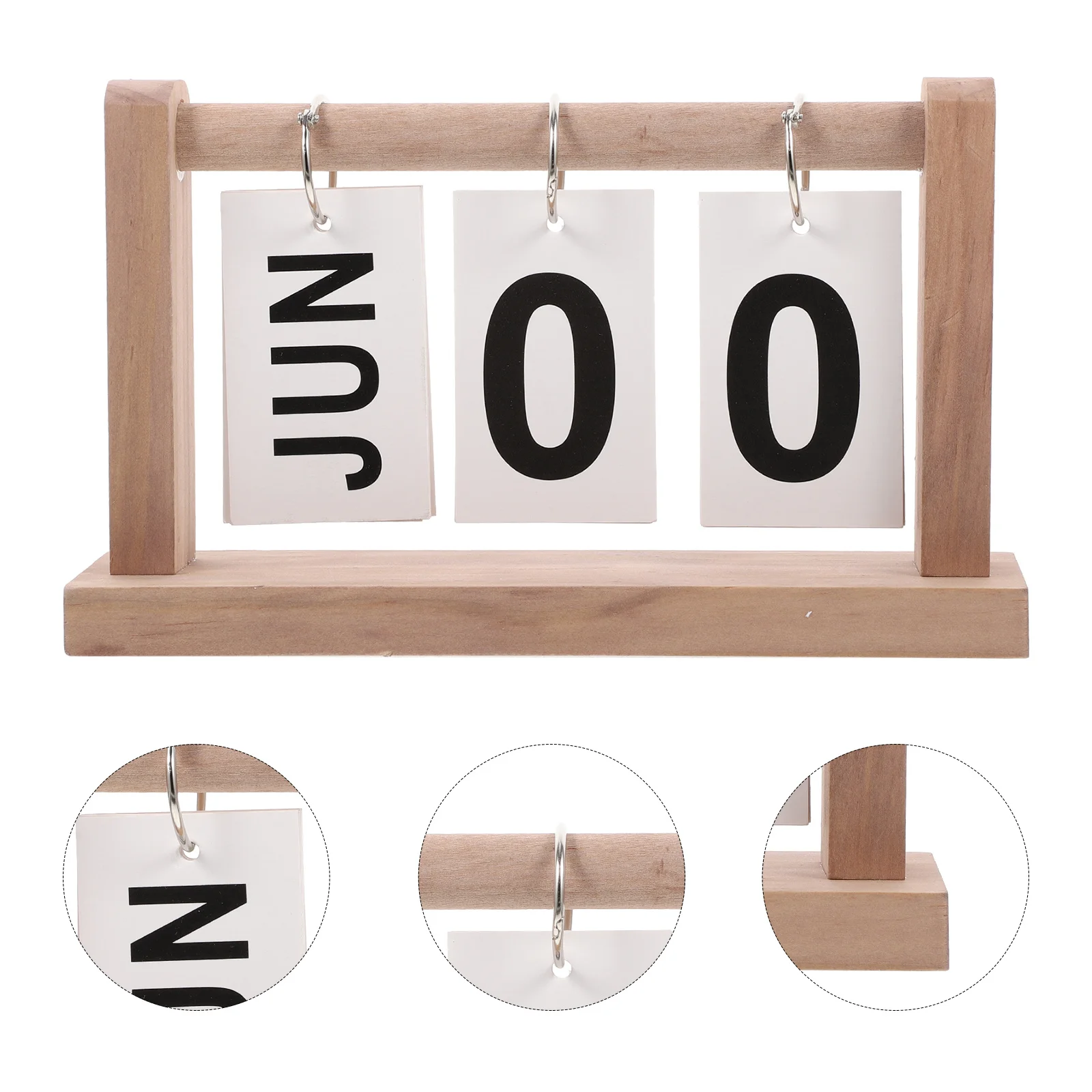 

Rustic Wooden Perpetual Flip Calendar Creative Desk Calendar Reusable Desktop Decoration for Office Home School