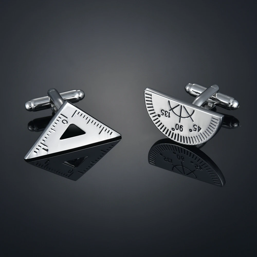 

1 Pair Silver Color Wedding Groom Math Triangle Ruler Cufflinks Cuff Links Men Male Fashion Button Jewelry Gift