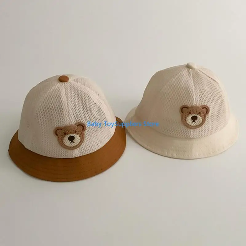 

R1WF Bear Pattern Baby Hat Sun Baby Fisherman Hat Breathable