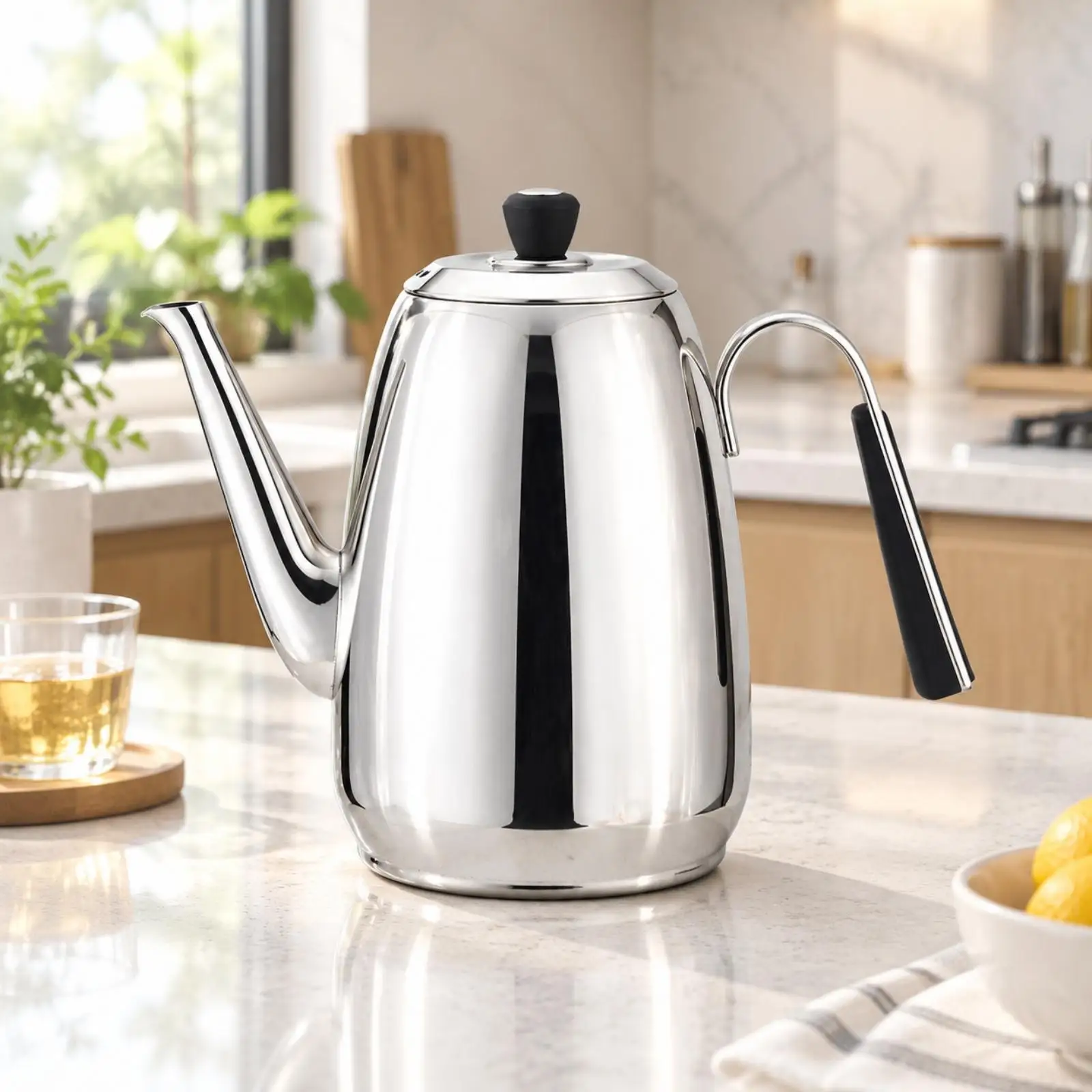 304 Stainless Steel Kettle Long Spout Stainless Steel Tea Kettle Rust-Resistant Easy to Clean for Kitchen, Dining Room