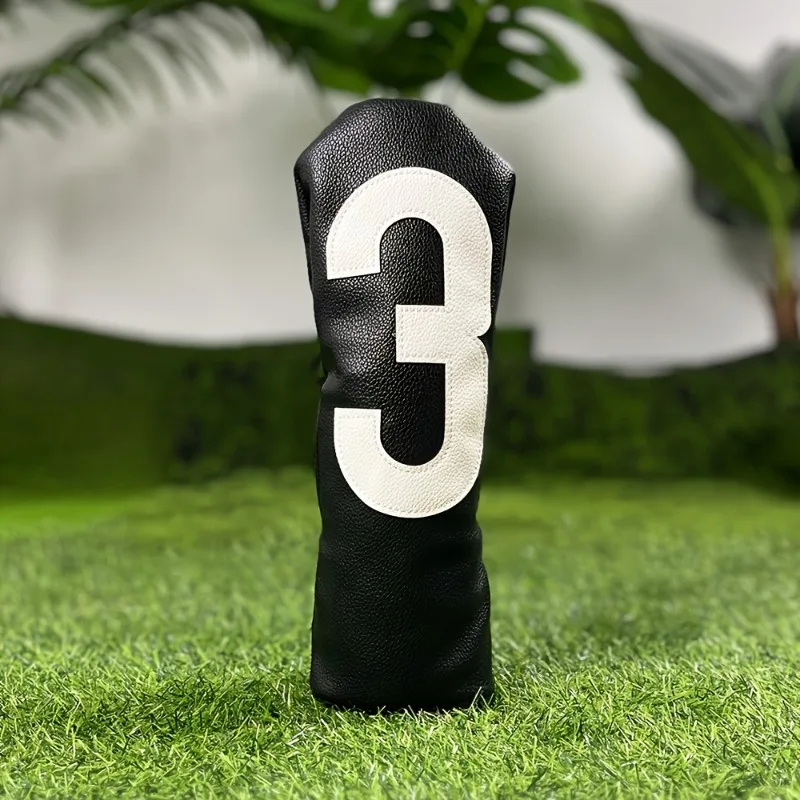 مجموعة أغطية رأس نادي الجولف باللون الأسود، نمط رقمي كبير (1 3 5 ×)، ملحقات الجولف، هدية جولف للخشب والسائق