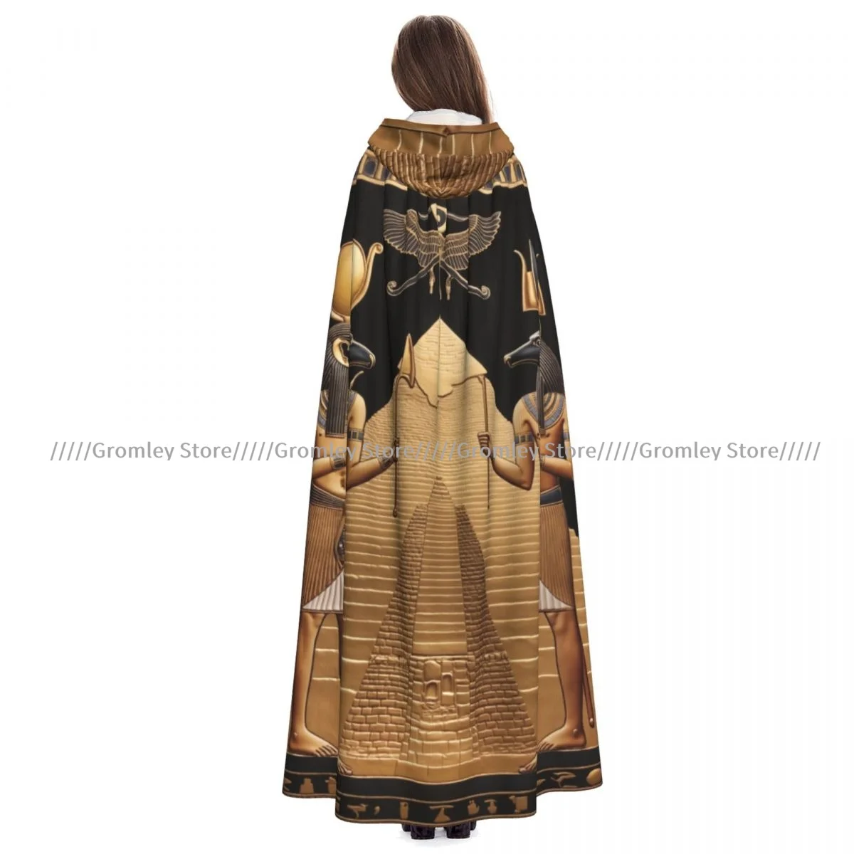 

Плащ унисекс на Хэллоуин, египетский Бог Анубис, накидка с капюшоном, средневековый костюм, ведьма, Викка, вампир