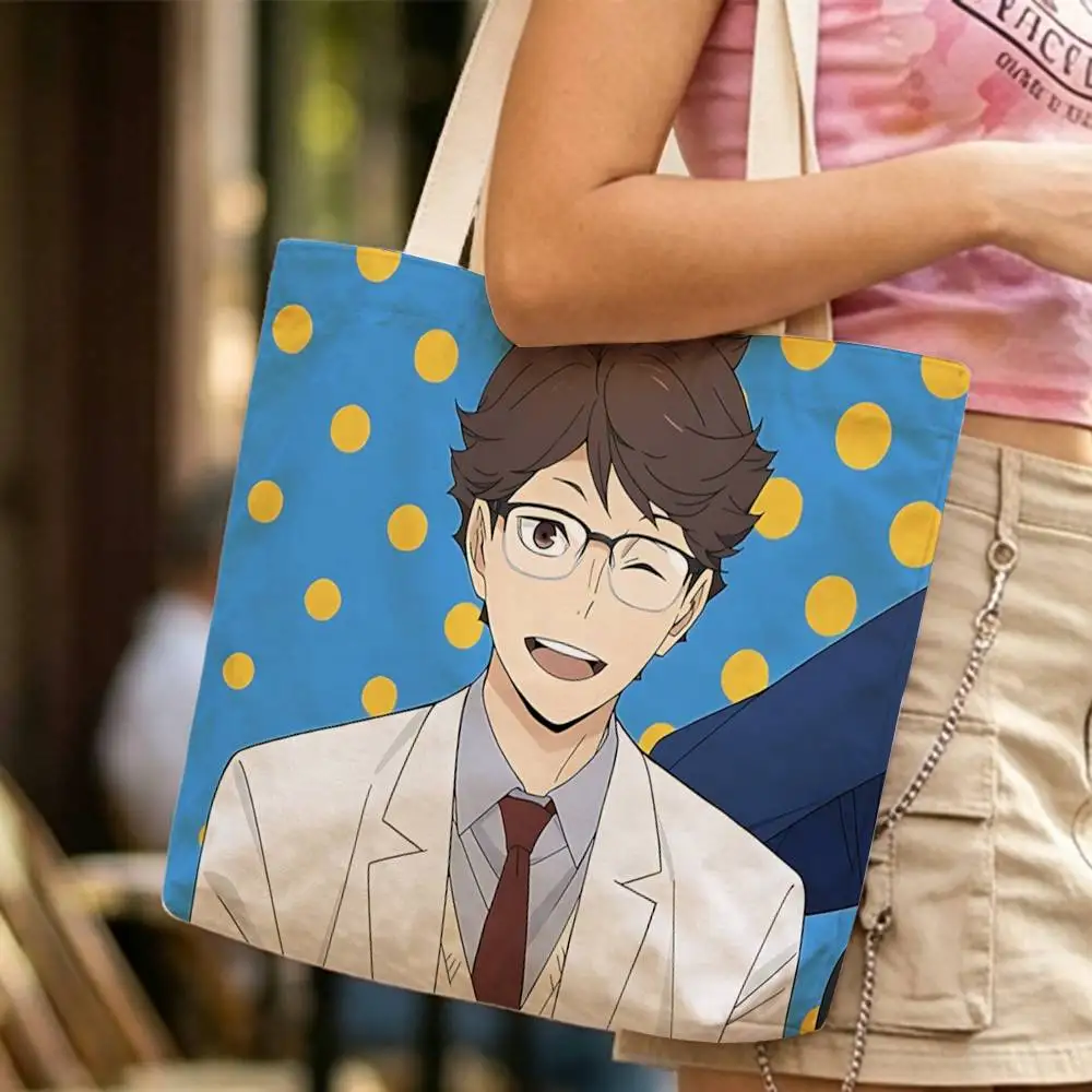 The Setter T-Tooru Oikawa H-Haikyu Waterproof Lined Canvas bags suitable for going to class, shopping, gifts, and commuting