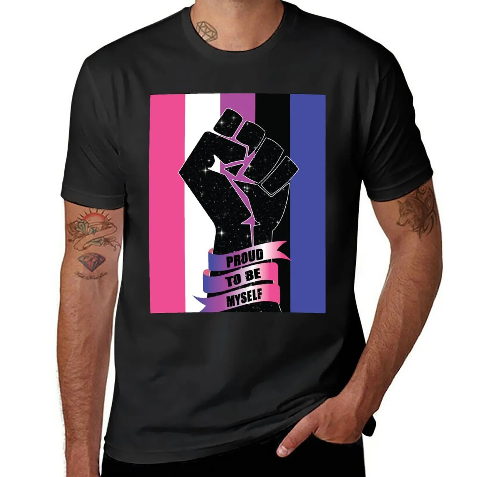 New GenderFluid Resistance Fist T-Shirt sweat shirts t shirt man clothes for men