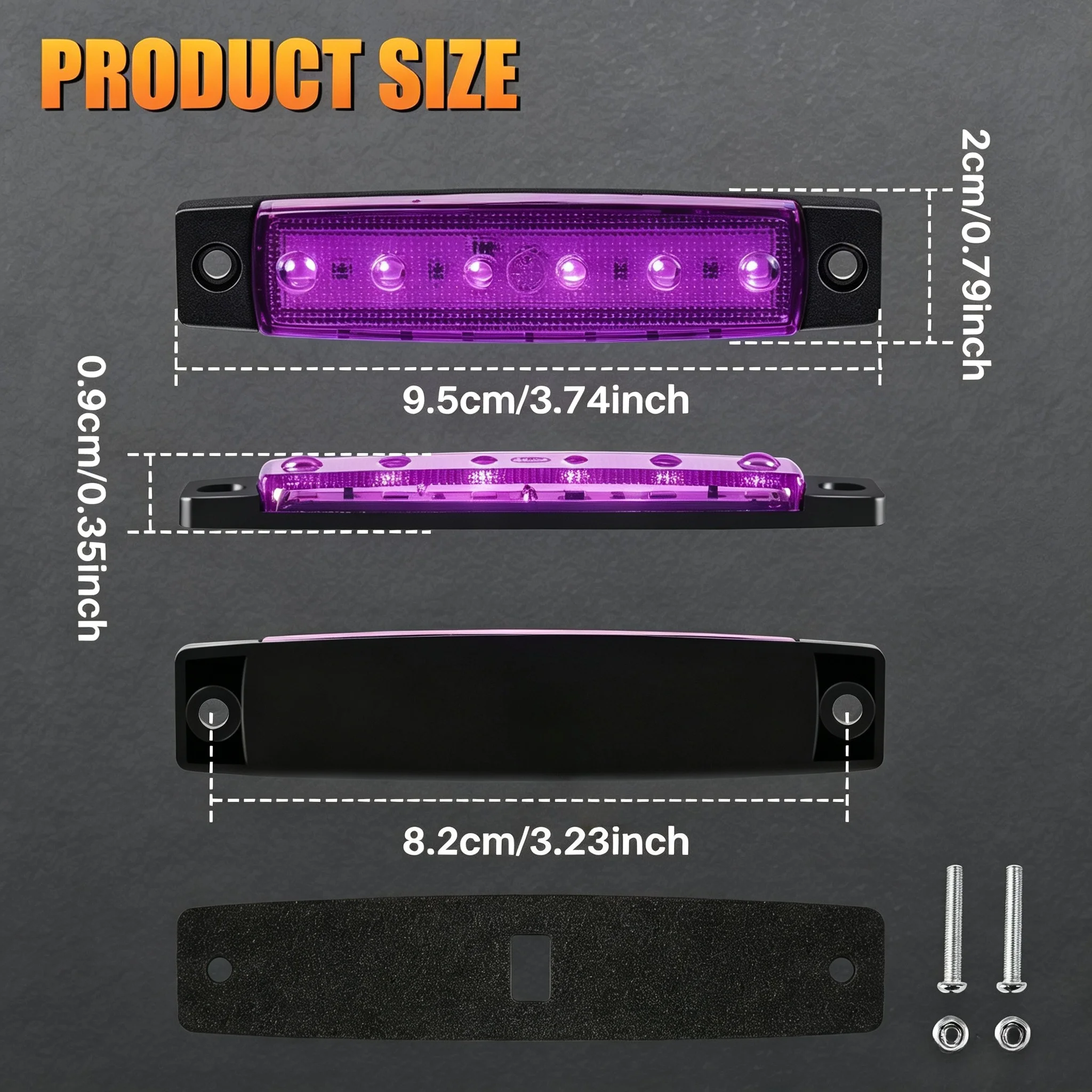 10 Stück Lila 12V-24V LED-Seitenmarkierungsleuchten für Vorne und Hinten bei LKWs, Kabinen, Wohnmobilen und Anhängern – Detail 3