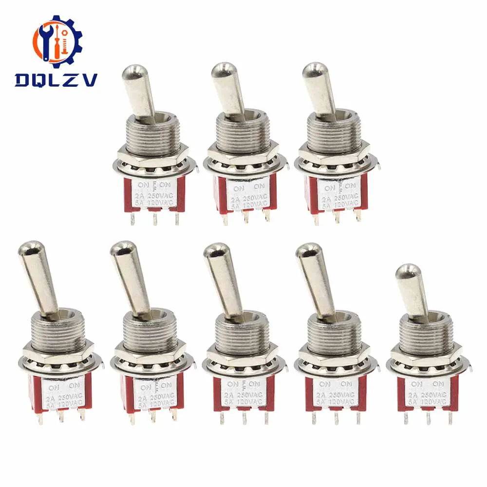 Mini Interruptores de Palanca de Reinicio Automático de 3 Pines y 6 Pines, 6 mm, 2/3 Posiciones, ON-(ON)DPDT, Mini Interruptores de Palanca de 6 A/125 V, 3 A/250 V, MTS