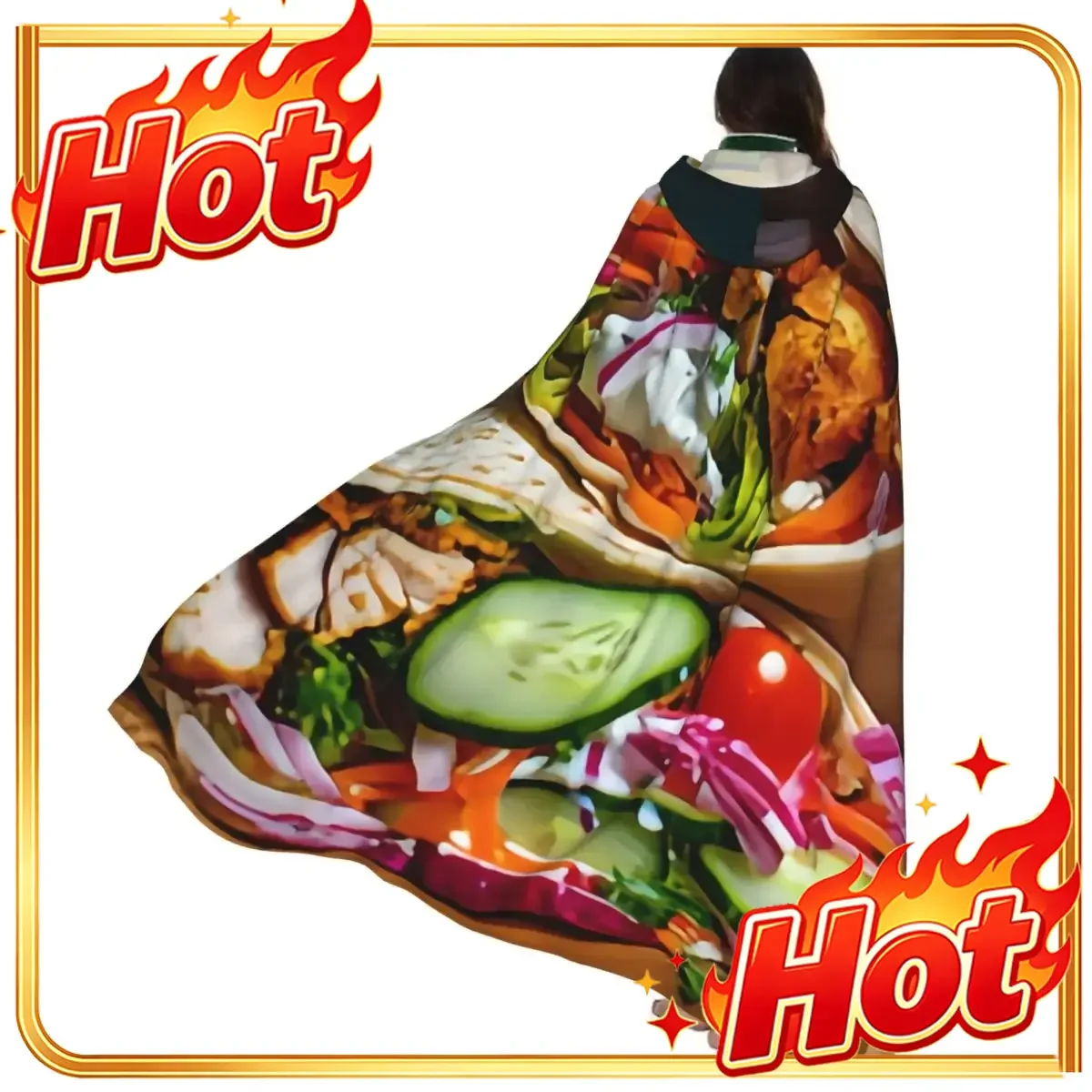 Cosplay Medieval Costumes Doner Kebab Shawarma With Meat Sauce Hooded Cloak Capes Long Robes Jackets Coat Carnival