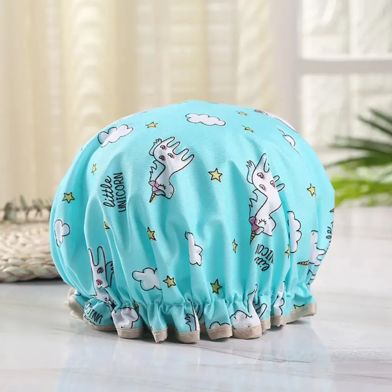 

Waterproof Double Layer Shower Cap for Adults - Protect Your Hair from Moisture and Fumes with this Durable Shower Head Cover -