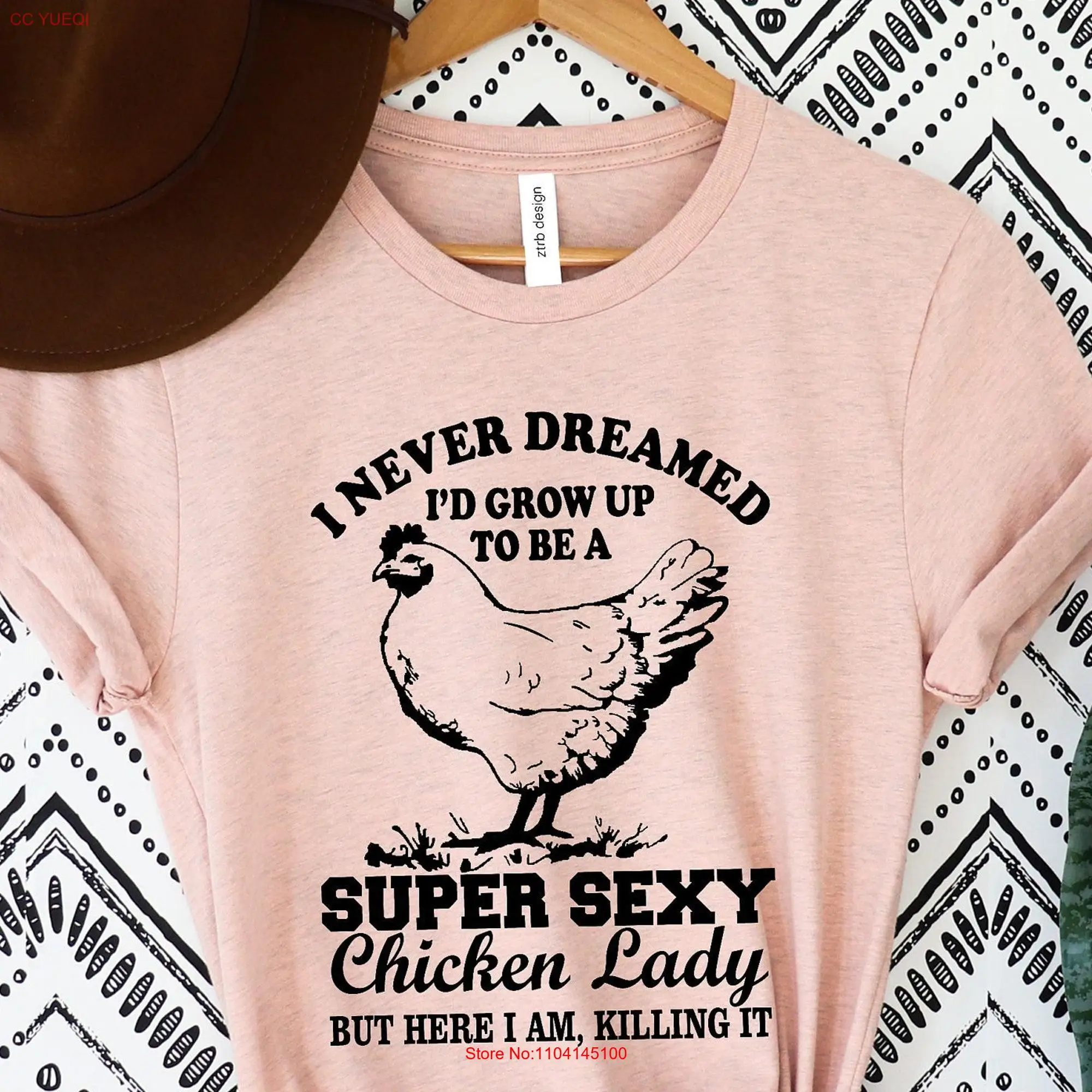 Funny Chicken T Shirt Farmer Lady Sassy Mom s long or short sleeves