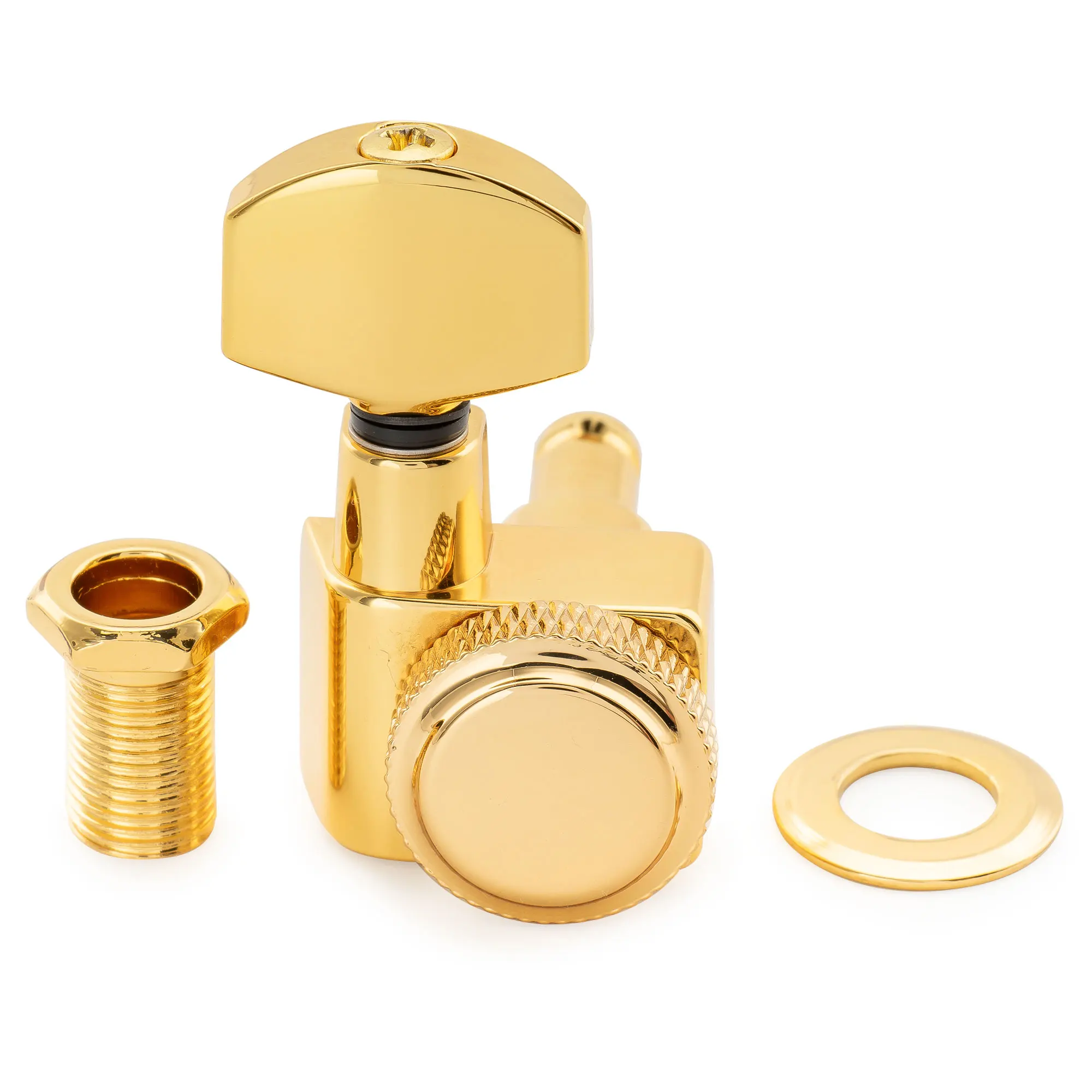 

Musiclily Pro 18:1 Ratio 2-Pin Full Sealed Locking Machine Head Tuner Tuning Peg Key with Hex Button for Fender ST Tele Guitar