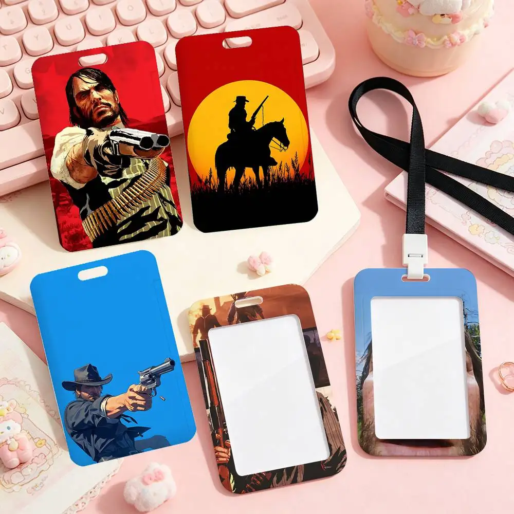 Badge d'identification d'employé du jeu G-Red Dead-s Redemption 2 avec étiquette nominative, cordon, badge de travail haut de gamme, porte-carte, badge d'étudiant
