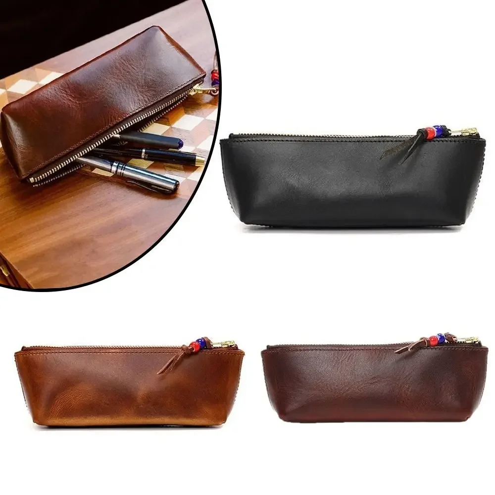New Single-Layer PU Pen Bag Zipper Closure Portable Pencil Case Pencil Pouch School Supplies