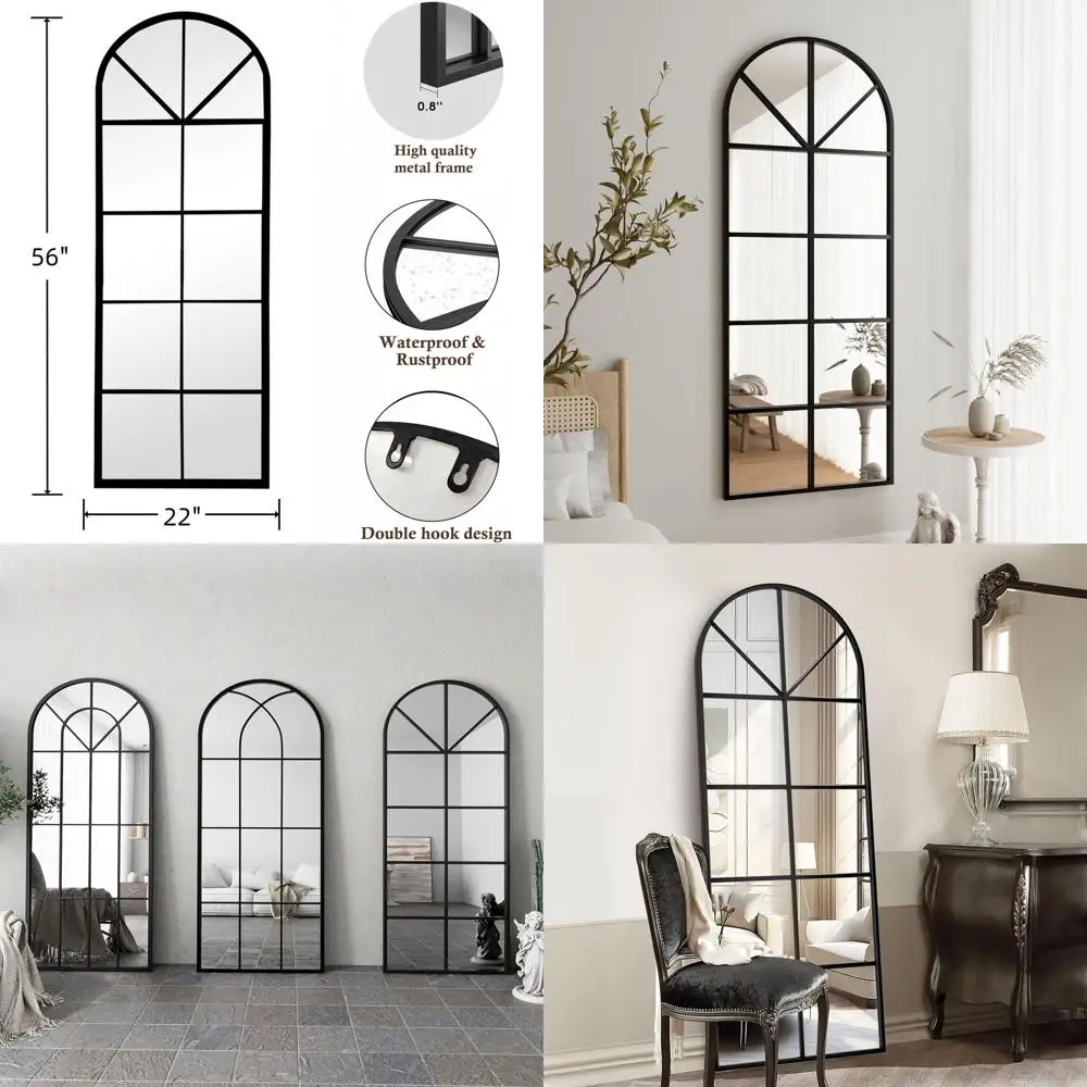 

Большое арочное зеркало-окно, 56x22, черное настенное зеркало, напольное зеркало в полный рост для гостиной, без подставки