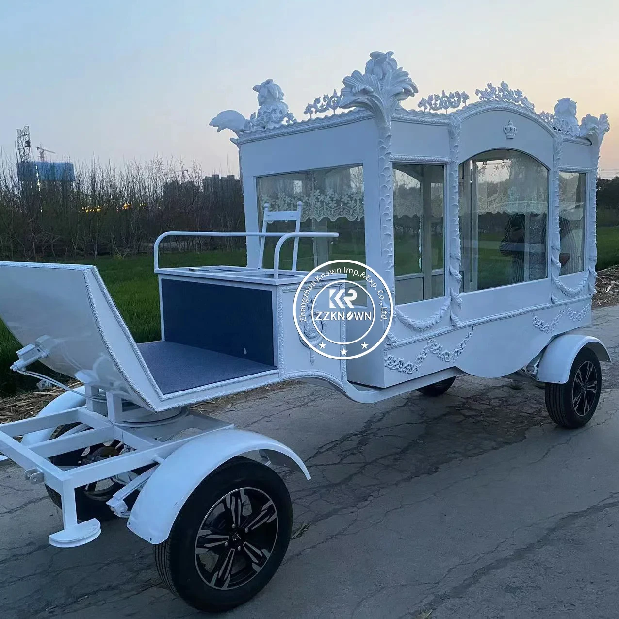 Glass Covered Black Funeral Hearse Electric Horse Carriage/Horse-drawn Coffin Carriage