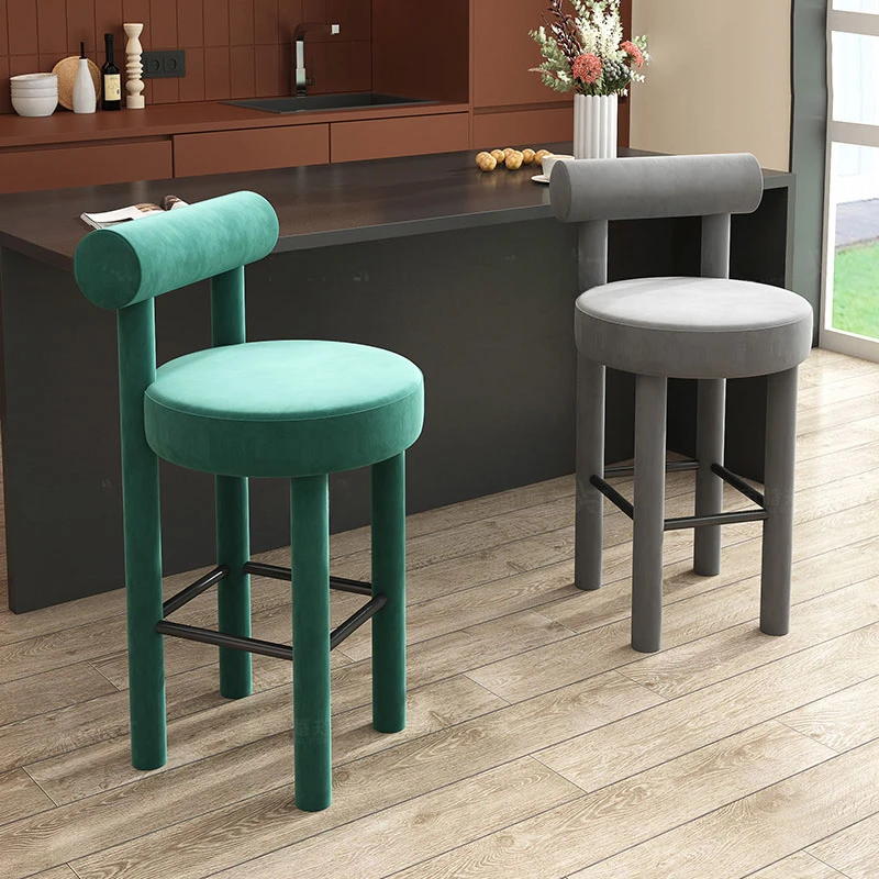 

Kitchen Stool High Chairs Luxury Mid Century Furniture Design Chair Backrest Bar Nordic Iron Counter Armchair Barbershop Outdoor