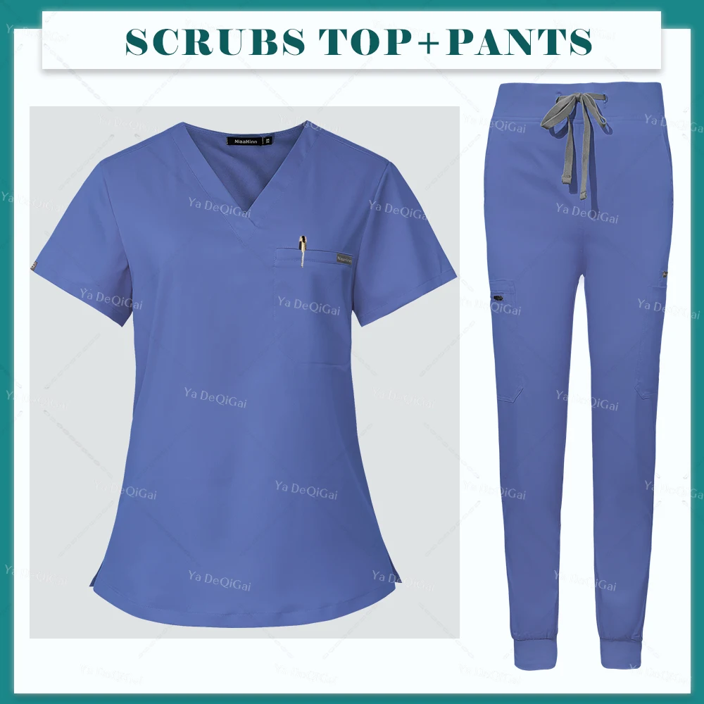 Alta qualità moda popolare abbigliamento da lavoro uniforme ospedaliera all'ingrosso Lab Top + pantaloni infermiera medica infermieristica Scrub uniformi Set