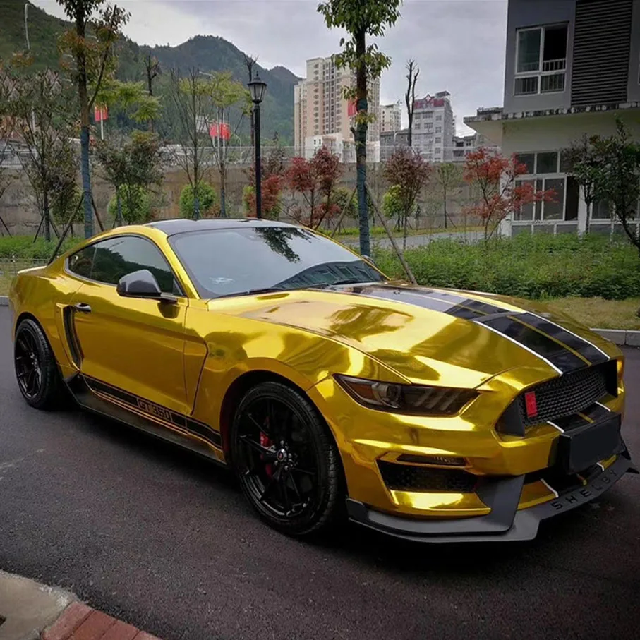 7 Sizes High Stretchable Gold Chrome Mirror Flexible Vinyl Wrap Sheet Roll Film Car Sticker Decal Sheet - view 6